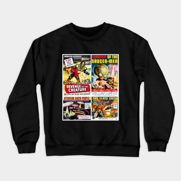 50s Sci-Fi Movie Poster Collection #5 Crewneck Sweatshirt by headrubble